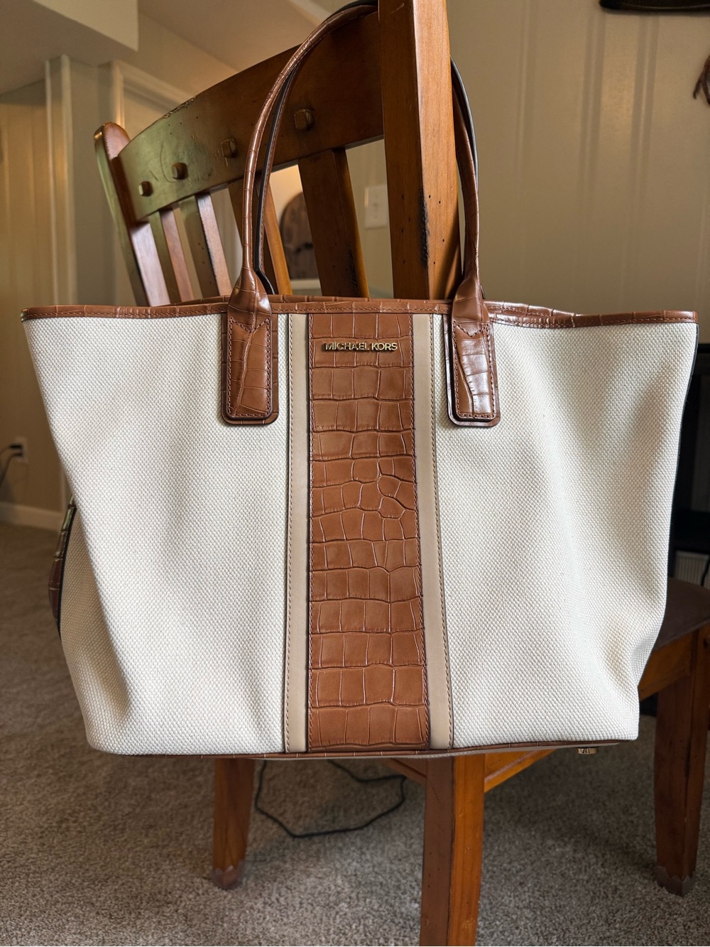 Michael Kors Greenwich Large East West Carryall Canvas Tote